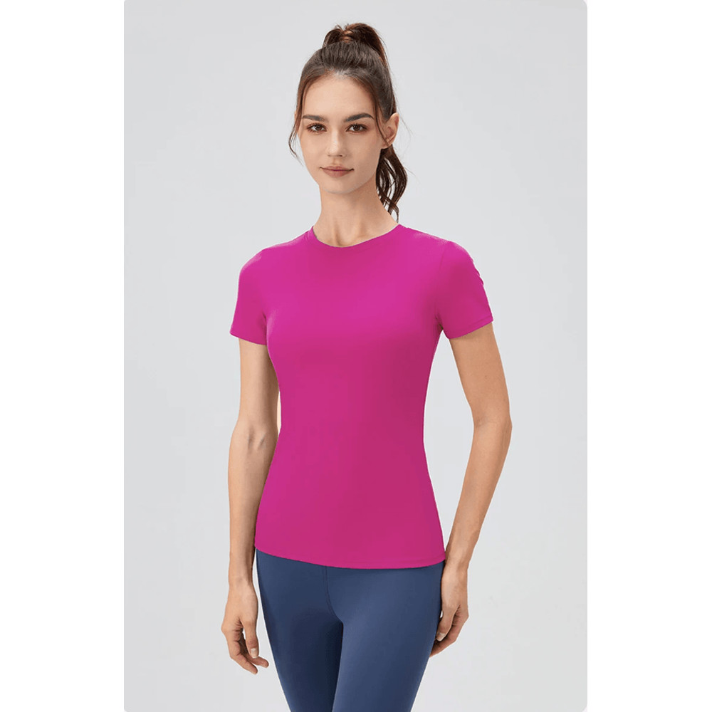 Quick Dry Yoga Workout Shirt Fitted Sports Tee For Womens Running And Gym Training 0