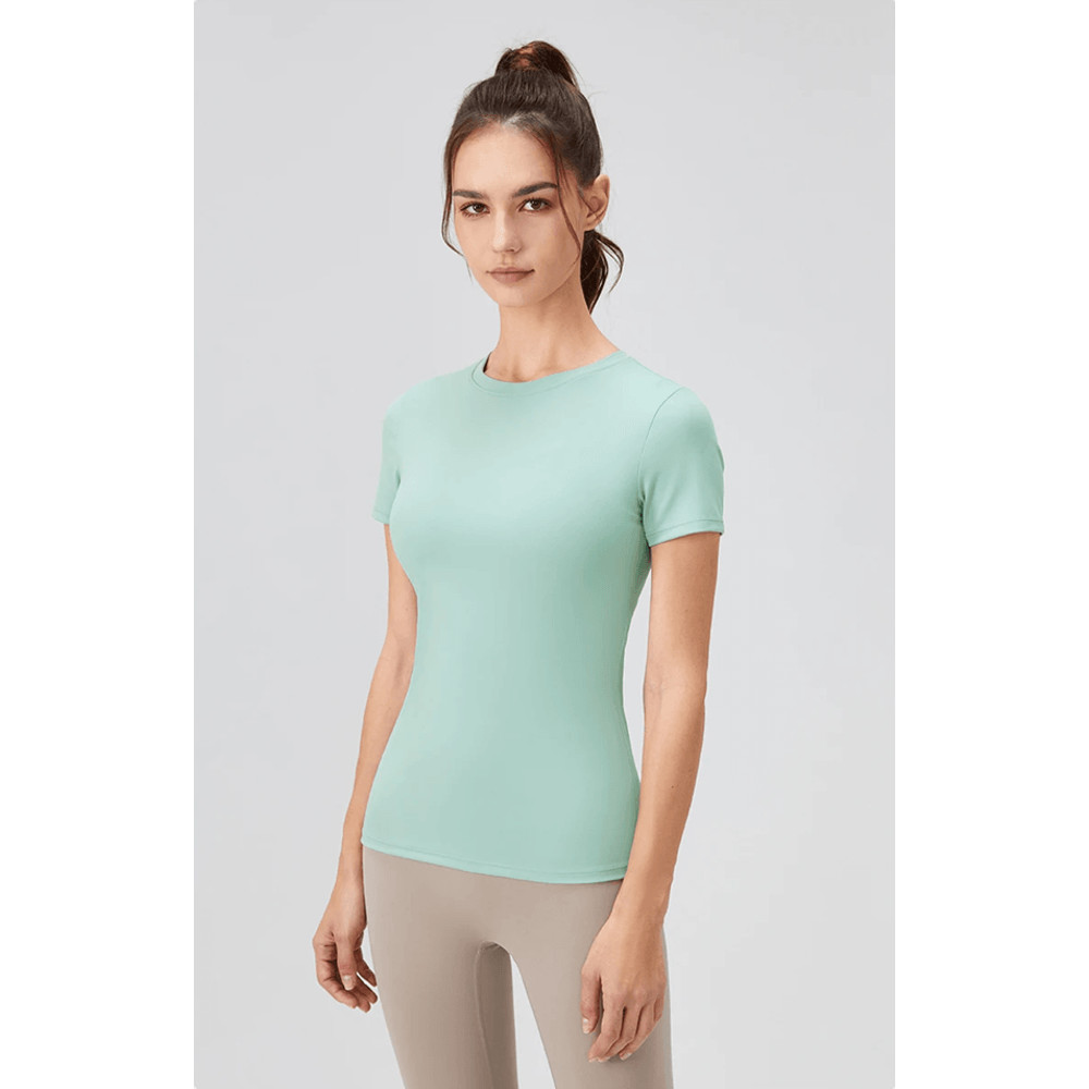 Quick Dry Yoga Workout Shirt Fitted Sports Tee For Womens Running And Gym Training 4