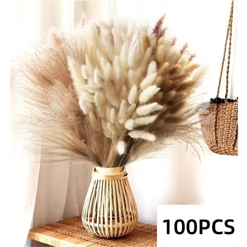 Natural Dried Pampas Grass Bouquet Boho Bunny Tail Flowers For Home Wedding And Vase Decor 8