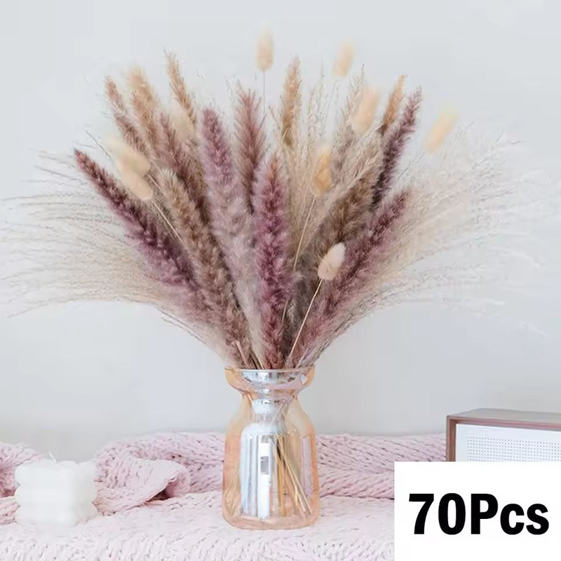 Natural Dried Pampas Grass Bouquet Boho Bunny Tail Flowers For Home Wedding And Vase Decor 11