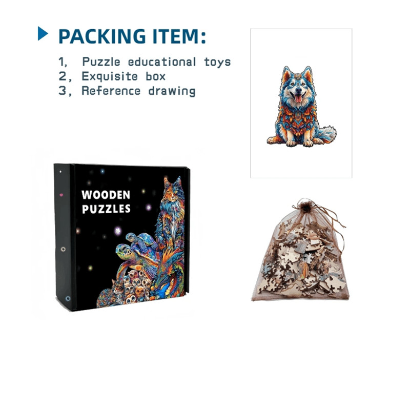 Wooden Animal Jigsaw Puzzle Unique Dog Puzzle Gift For Adults And Kids 19