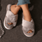 Cozy Cross Strap Faux Fur Slippers For Women Warm Indoor Plush Slides 0
