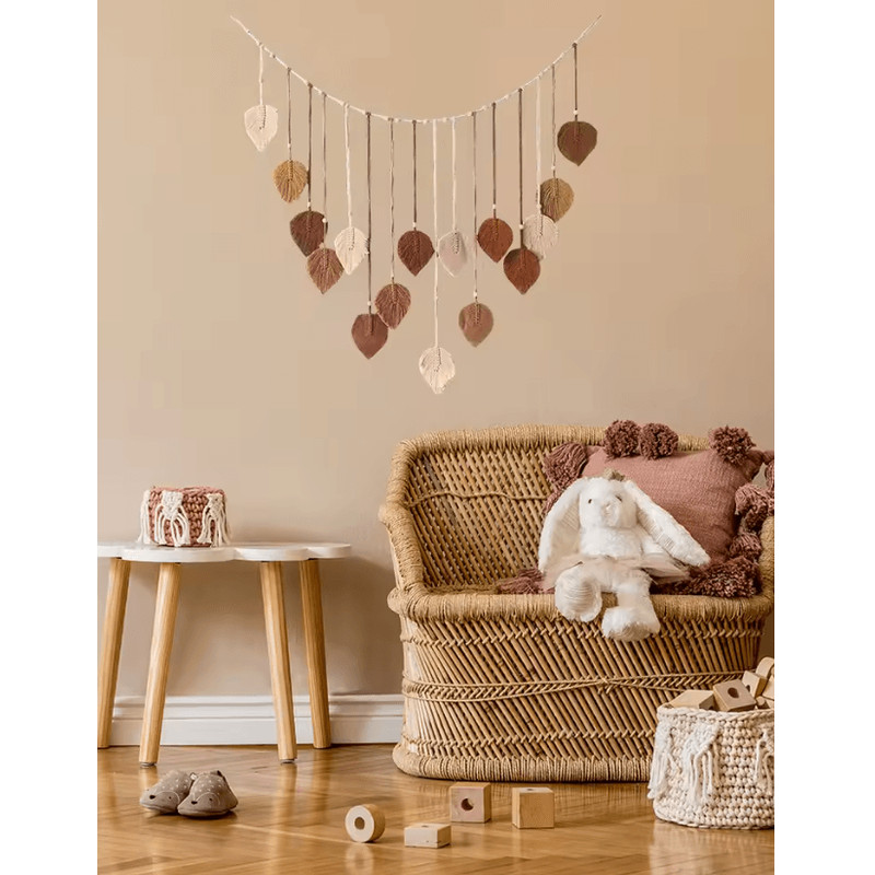 Boho Macrame Leaf Wall Hanging Feather Tapestry Home Decor For Bedroom Or Living Room 3