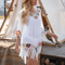 Crochet Bikini Cover Up Dress White Fringe Tunic For Womens Beachwear 1