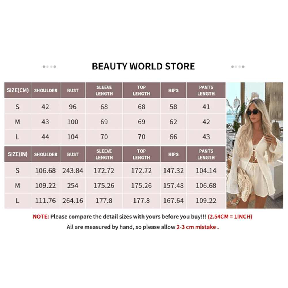 2 Piece Flare Sleeve Shirt And Shorts Set Womens Vacation Beach Outfit 3