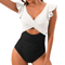 V Neck One Piece Swimsuit Tummy Control Backless Bathing Suit For Women 2