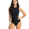 Black Sporty One Piece Swimsuit Sleek ClosedBack Swimwear For Women 2