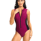 Black Sporty One Piece Swimsuit Sleek ClosedBack Swimwear For Women 0