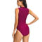 Black Sporty One Piece Swimsuit Sleek ClosedBack Swimwear For Women 1