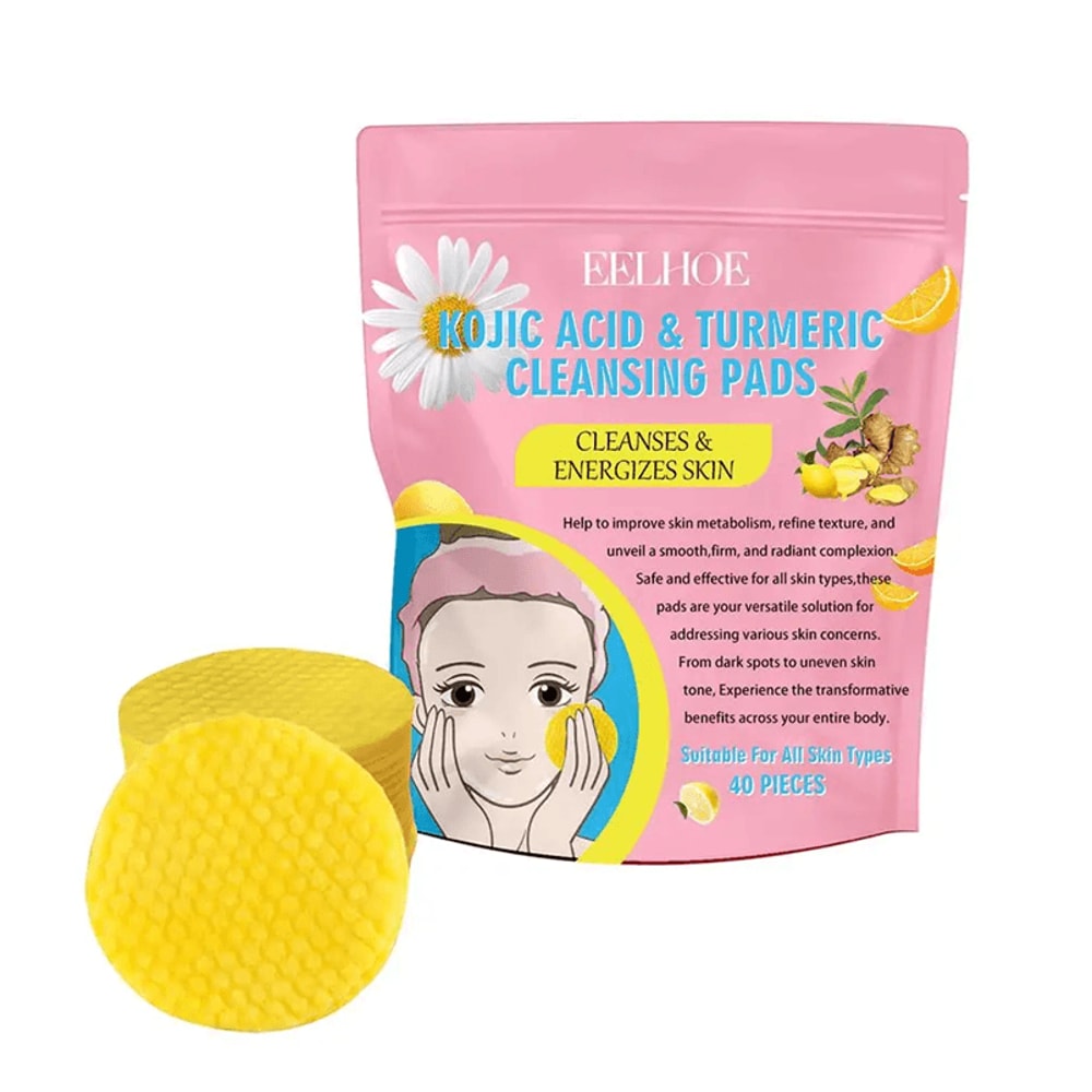 Turmeric Kojic Acid Cleansing Pads Exfoliating Facial Wipes For Bright Clear Skin 1