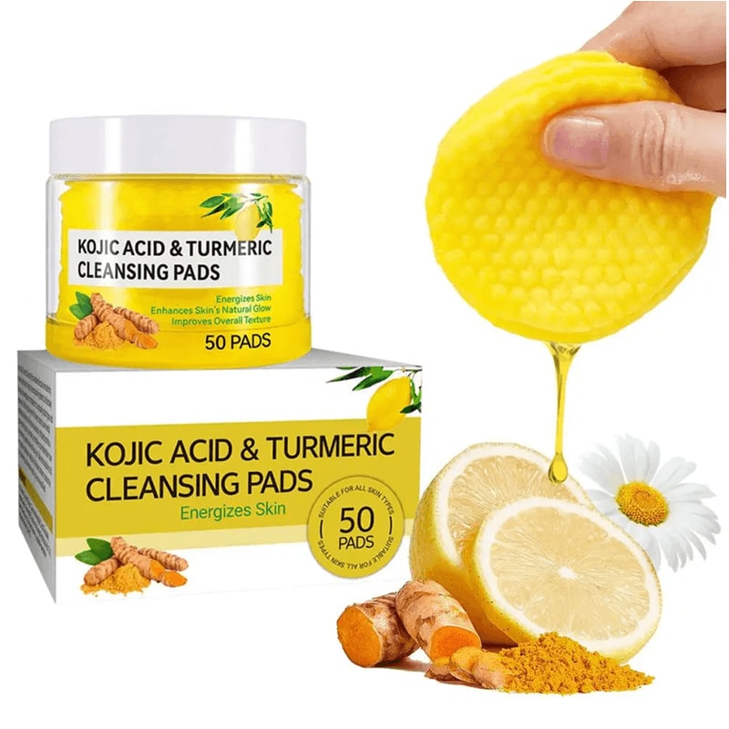Turmeric Kojic Acid Cleansing Pads Exfoliating Facial Wipes For Bright Clear Skin 3