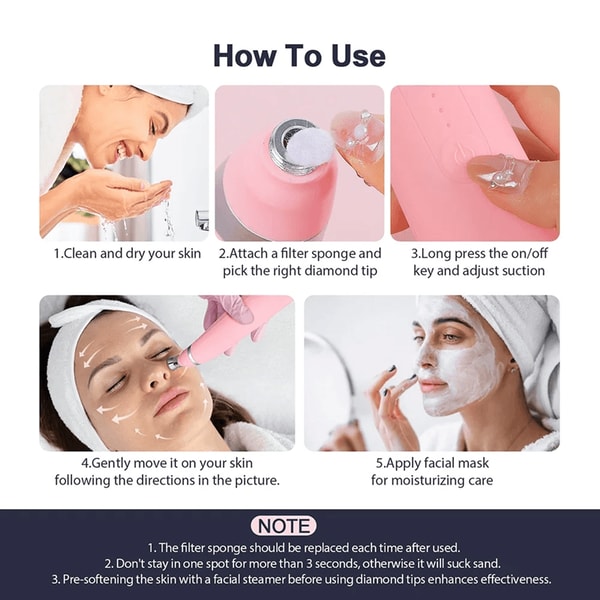 Portable Diamond Microdermabrasion Device Exfoliating Vacuum Blackhead Remover For Deep Facial Cle 3