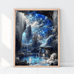5d full-round landscape diamond painting kit – fantasy mosaic art
