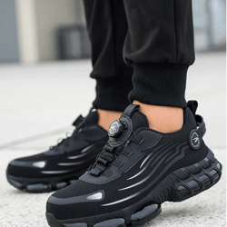 mens rotating button safety shoes with anti smash and anti puncture protection