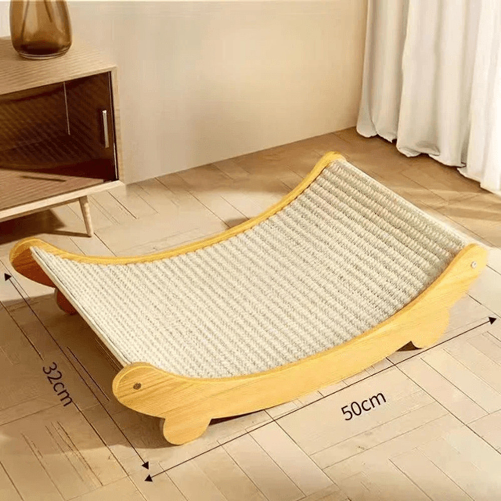 2 In 1 Wooden Cat Scratcher Bed Cozy Lounge And Scratch Pad For Indoor Cats 3