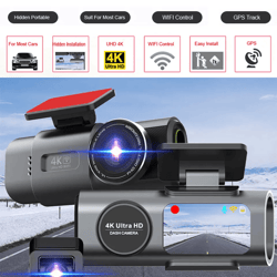 4k dual lens dash cam with gps and night vision for car security and driving safety
