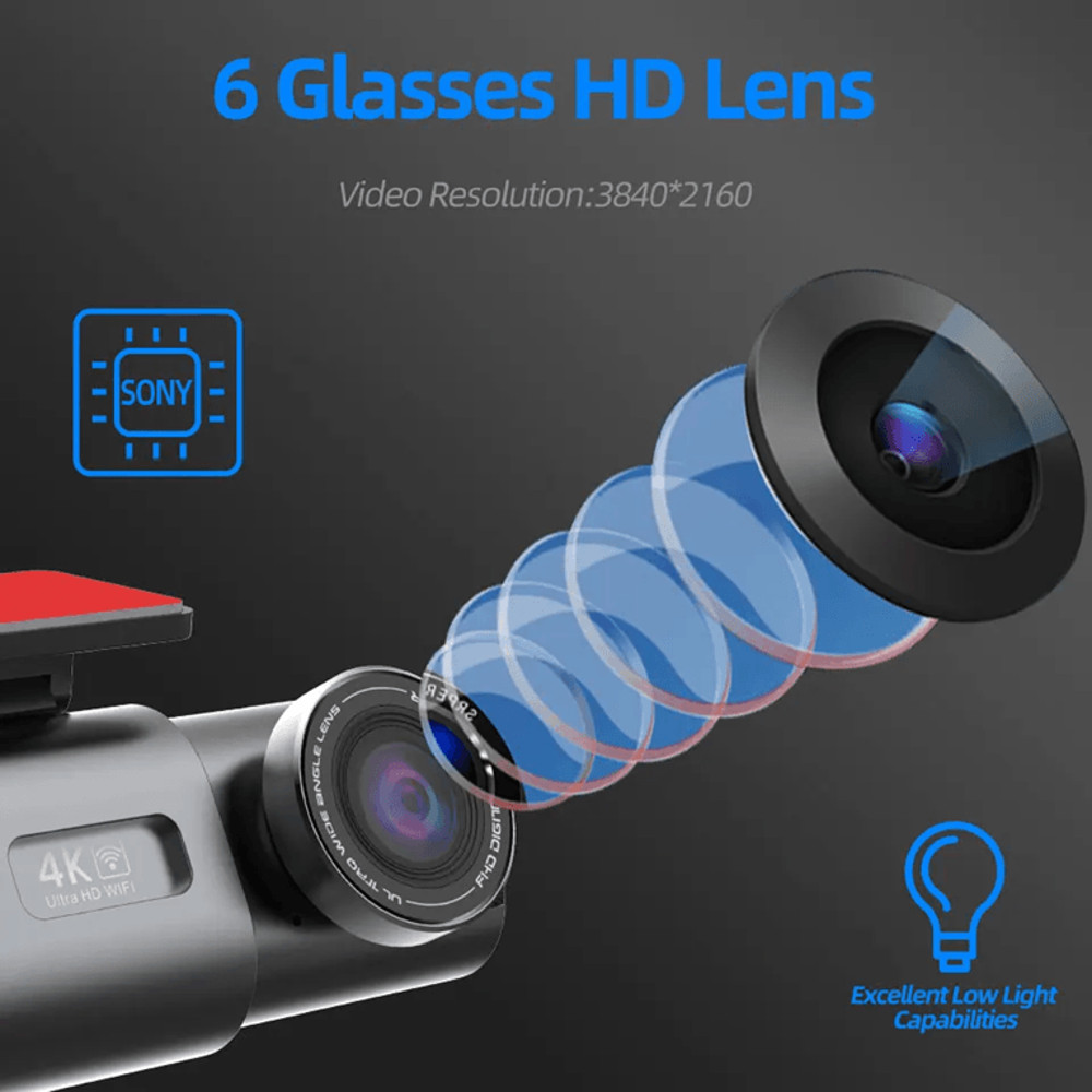 4K Dual Lens Dash Cam With GPS And Night Vision For Car Security And Driving Safety 1