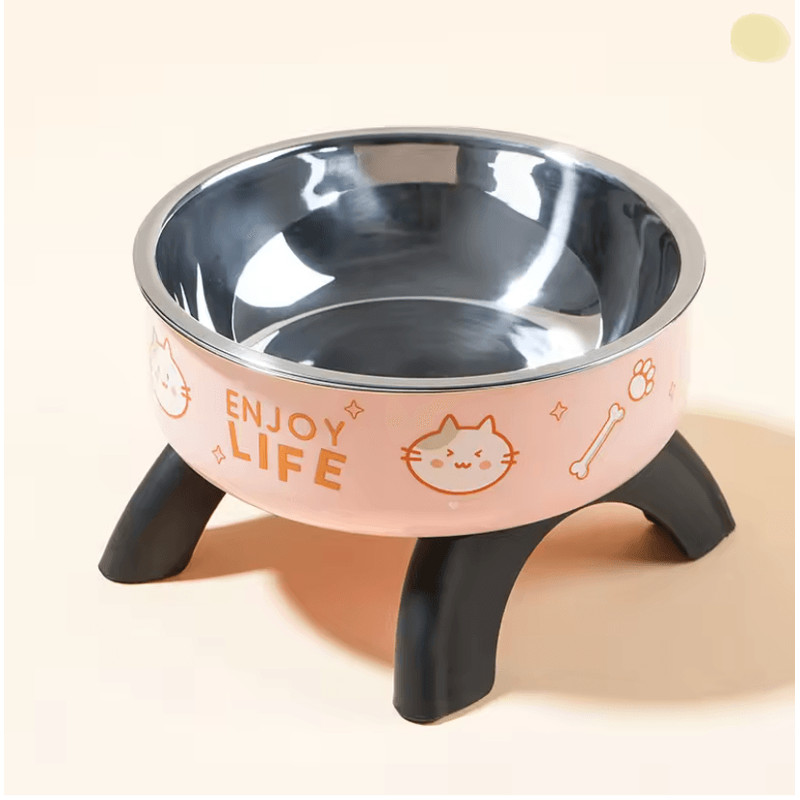 Elevated Stainless Steel Pet Bowl With Cute Print For Dogs And Cats 4