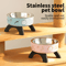 Elevated Stainless Steel Pet Bowl With Cute Print For Dogs And Cats 0