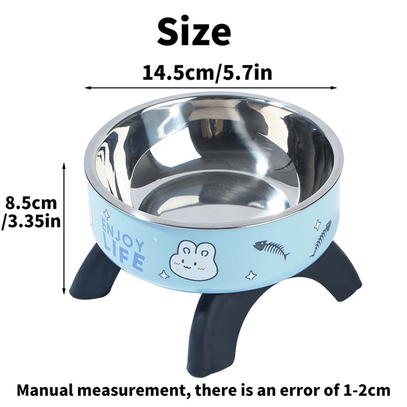 Elevated Stainless Steel Pet Bowl With Cute Print For Dogs And Cats 1