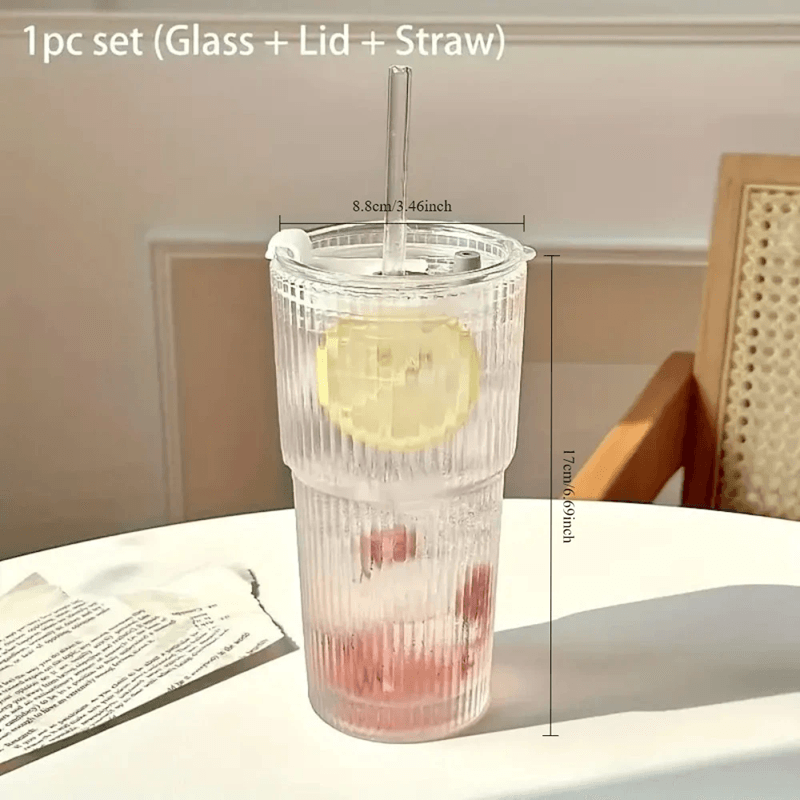 600ml Iced Coffee Glass With Lid And Straw For Juice Water And Cold Drinks 3