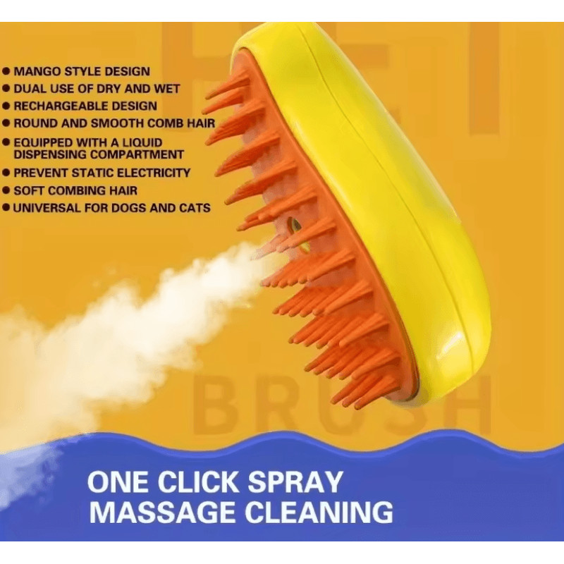 3 In 1 Steamy Pet Grooming Brush With Electric Spray For Dogs And Cats 1