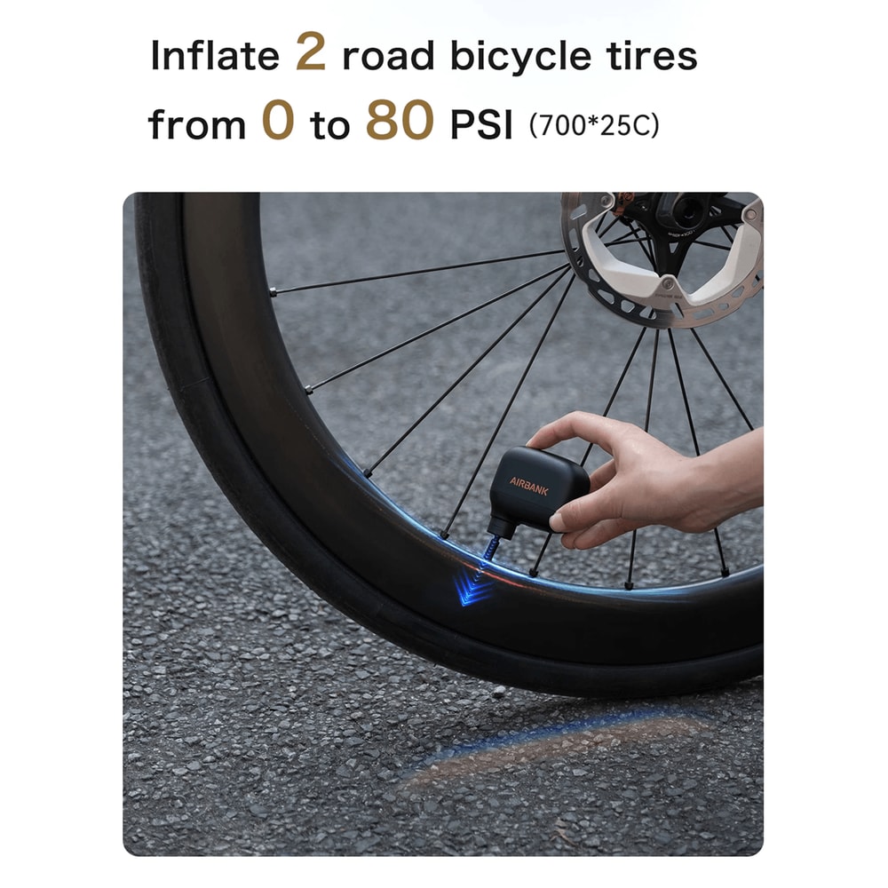 AIRBANK Pocket SE Mini Electric Bike Pump With Presta And Schrader Compatibility 4