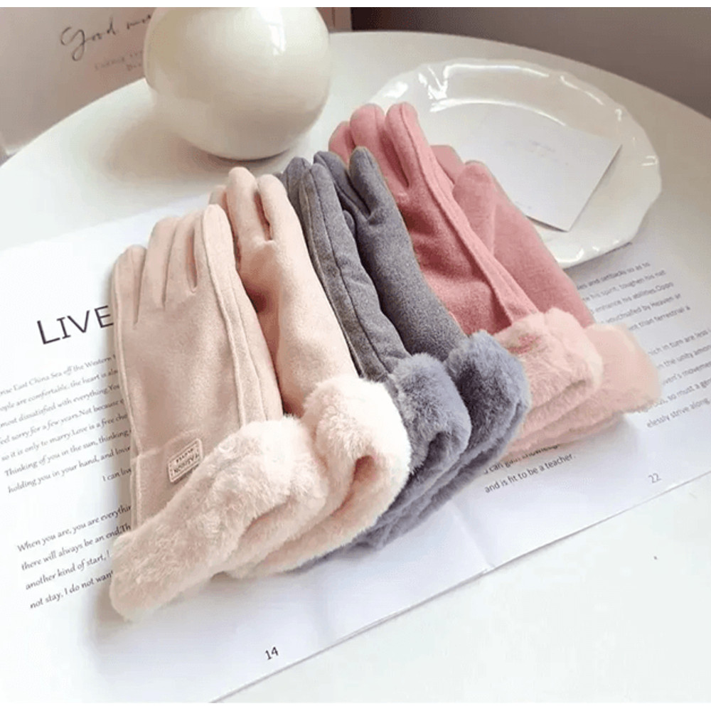 Womens Winter Plush Suede Touchscreen Gloves For Warmth And Outdoor Comfort 4