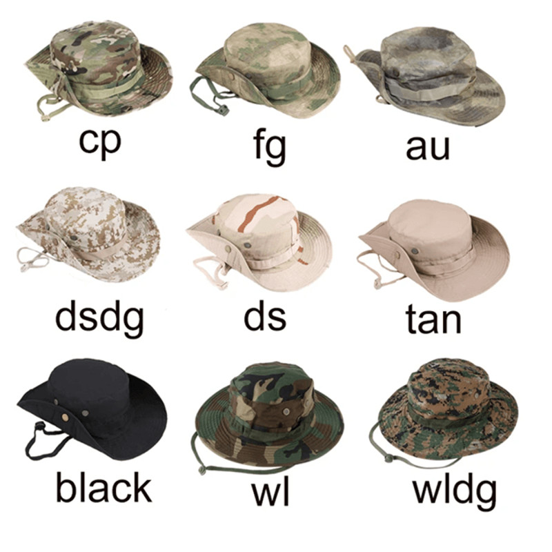Camouflage Tactical Boonie Hat For Men With Sun Protection For Hiking And Fishing 0
