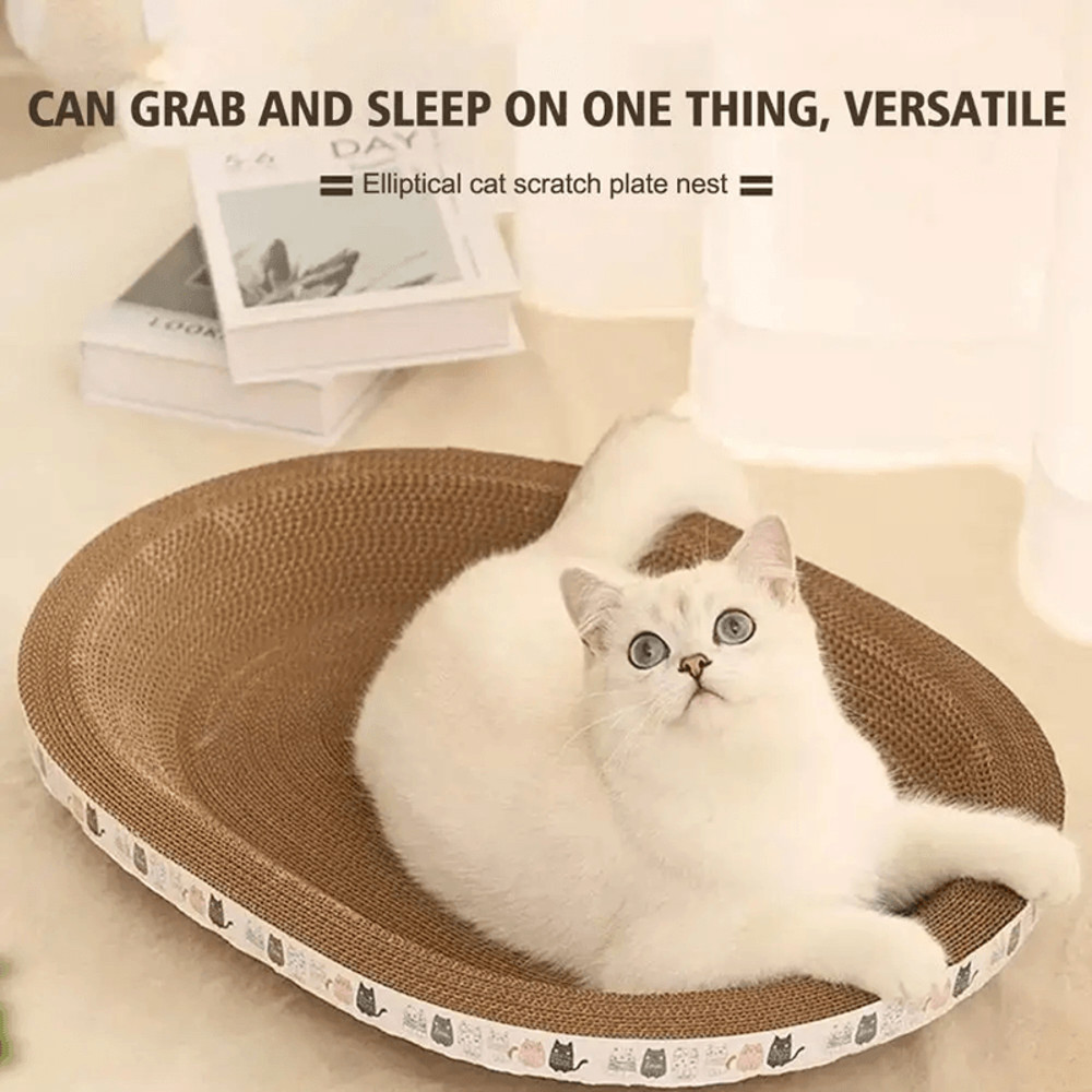 Round Cat Scratcher Bed With Cardboard Scratch Pad For Indoor Cats 1