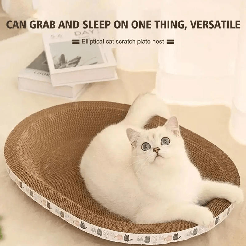 Round Cat Scratcher Bed With Cardboard Scratch Pad For Indoor Cats 1