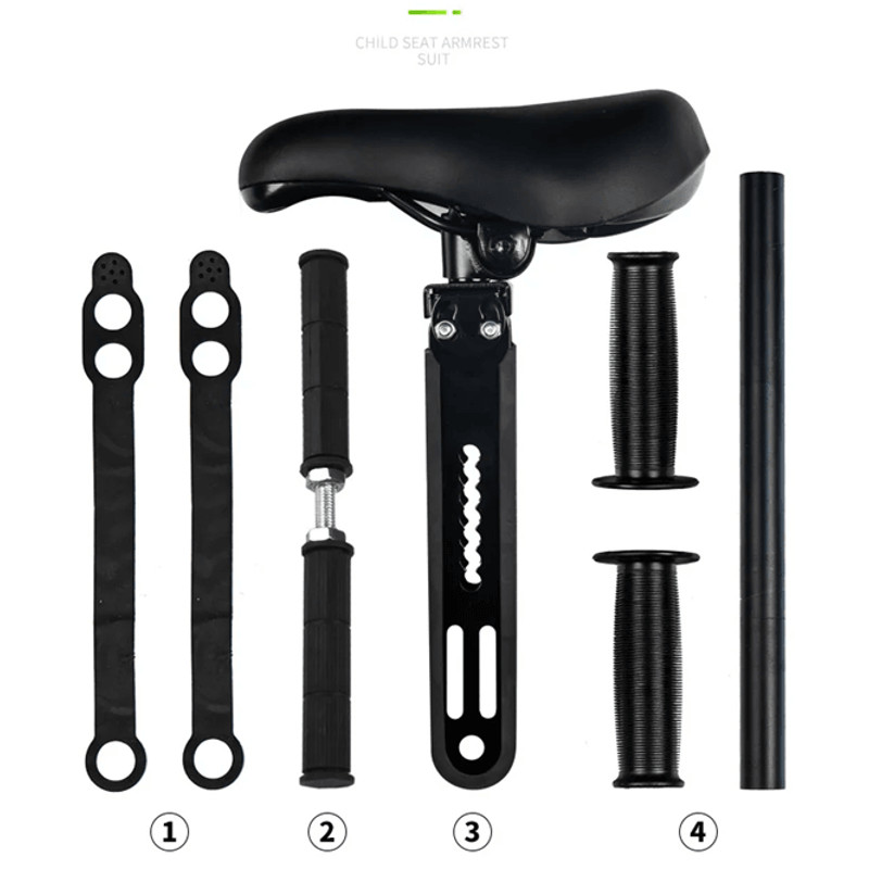 FrontMounted Adjustable Child Bike Seat With Safety Handlebar And Foot Pedals 2