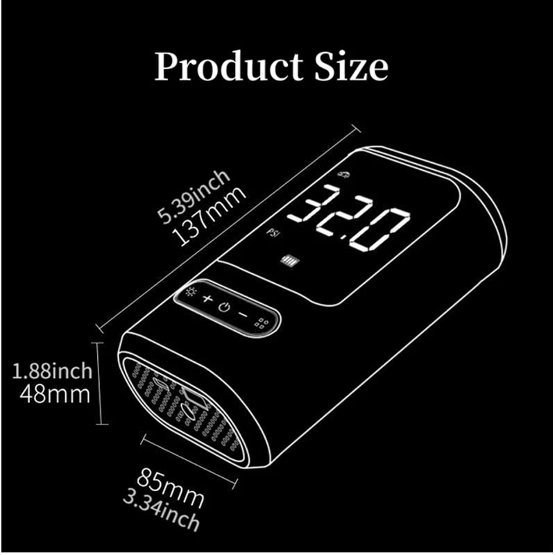 Portable Wireless Tire Inflator 150 PSI Cordless Air Compressor With Digital Display And Auto Shut 4