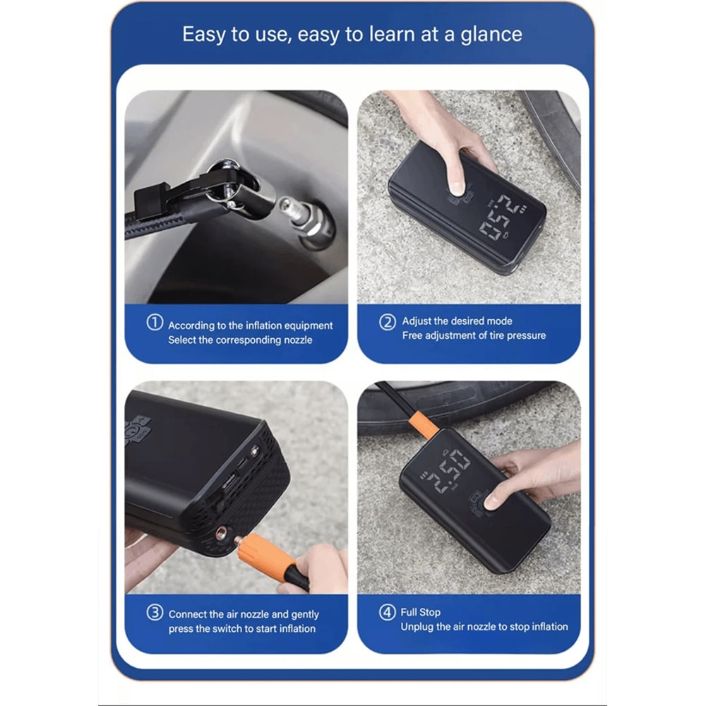 Portable Wireless Tire Inflator 150 PSI Cordless Air Compressor With Digital Display And Auto Shut 1