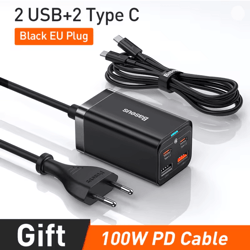 baseus gan3 pro 100w desktop charger with usb-c and usb-a ports