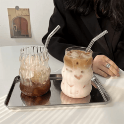 530ml heat-resistant glass tumbler with stripe design