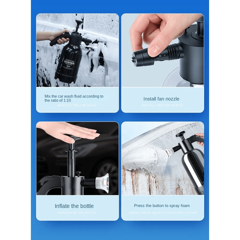 2L Hand Pump Foam Sprayer With Adjustable Nozzles For Car Wash And Window Cleaning 3