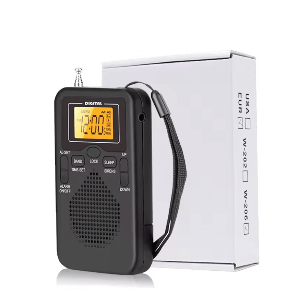 Portable AM FM Radio With LCD Alarm Clock And Earphone Jack 4