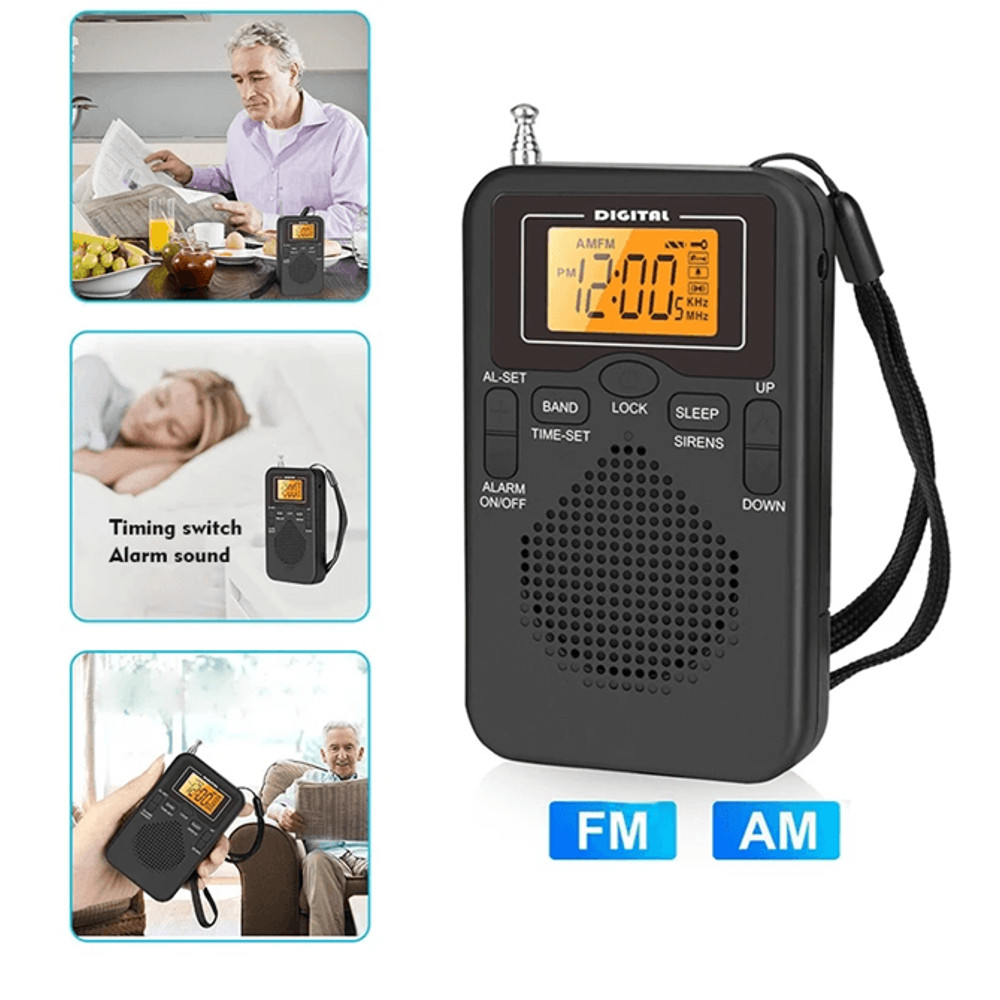 Portable AM FM Radio With LCD Alarm Clock And Earphone Jack 3