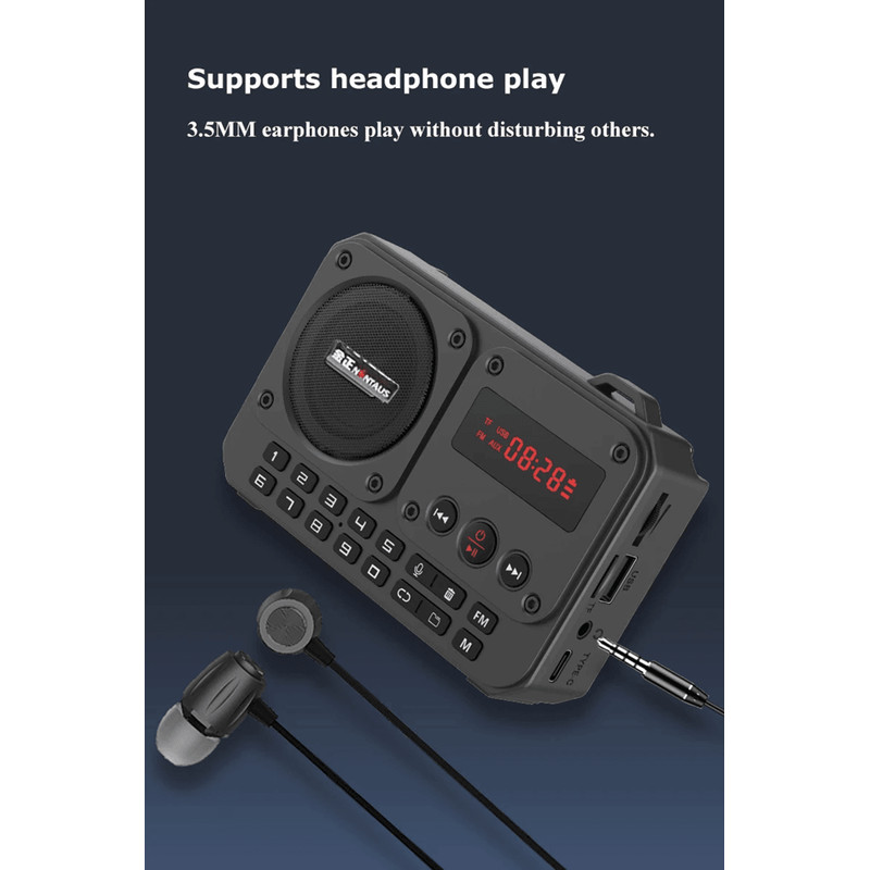 Mini Portable FM Radio With Bluetooth Speaker And TF Card Playback 5