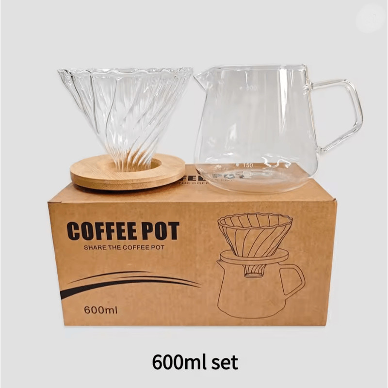 600ml Pour Over Coffee Maker Set Glass Carafe And Reusable Filter For Home And Office Brewing 7