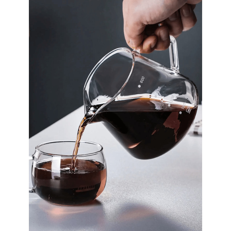 600ml Pour Over Coffee Maker Set Glass Carafe And Reusable Filter For Home And Office Brewing 2