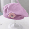 Knitted Baby Beret Hat With Flower Accent Warm Toddler Girl Winter Beanie Cap 1