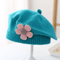 Knitted Baby Beret Hat With Flower Accent Warm Toddler Girl Winter Beanie Cap 6