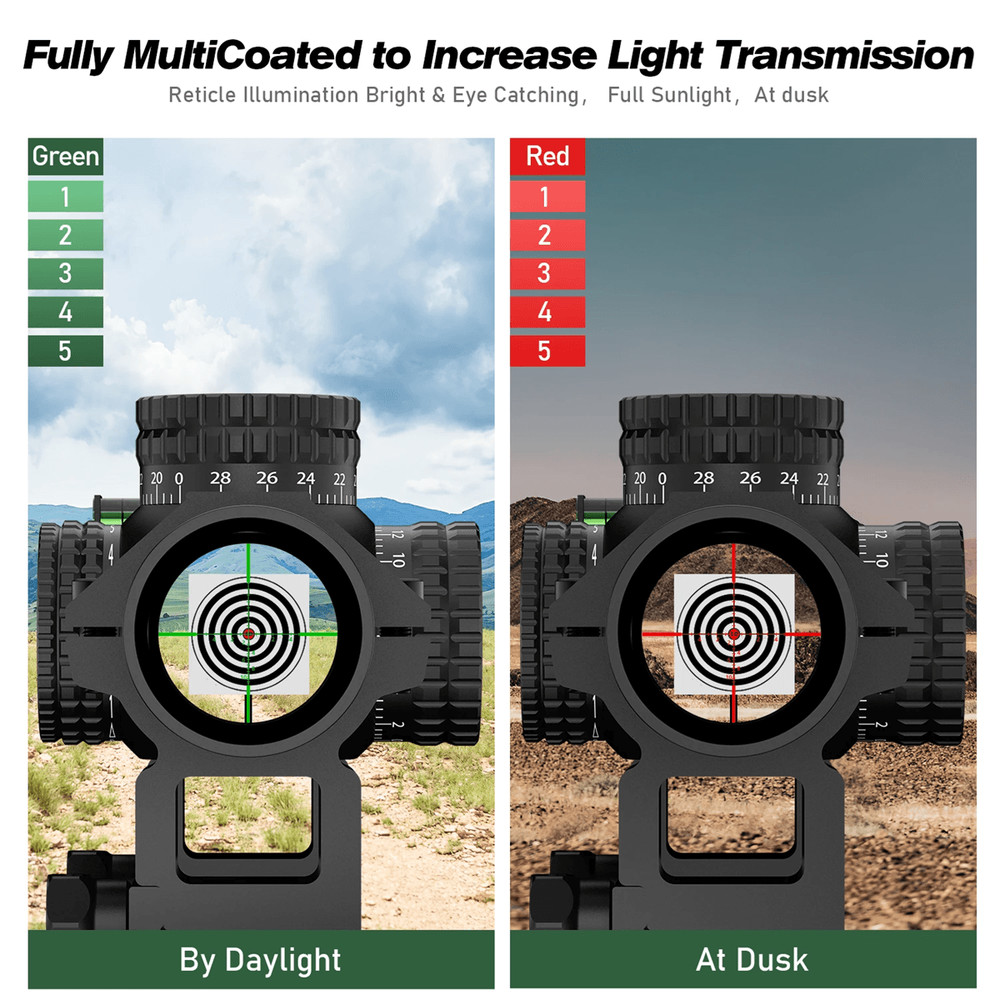 15X24 Compact Tactical Rifle Scope  Red And Green Illuminated Reticle For Hunting And AR Platforms 1