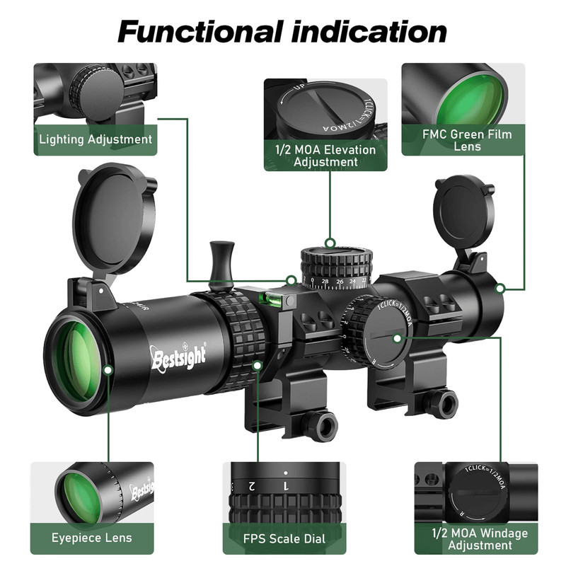 15X24 Compact Tactical Rifle Scope  Red And Green Illuminated Reticle For Hunting And AR Platforms 3