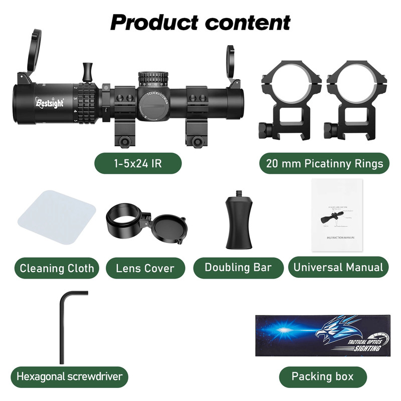 15X24 Compact Tactical Rifle Scope  Red And Green Illuminated Reticle For Hunting And AR Platforms 4