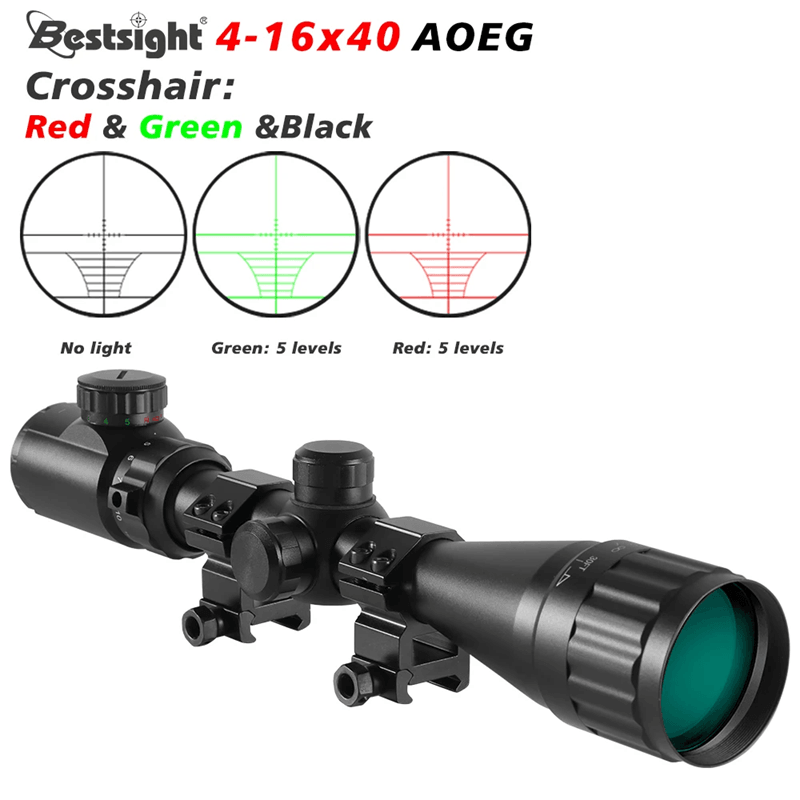 4 16x40 AOE Hunting Rifle Scope With Red Green Illuminated Optics For Airsoft And Sniper Rifles 1