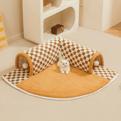 convertible cat tunnel bed and dog house mat for small pets