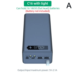 diy 16 slot 18650 battery holder power bank case for mobile charging projects